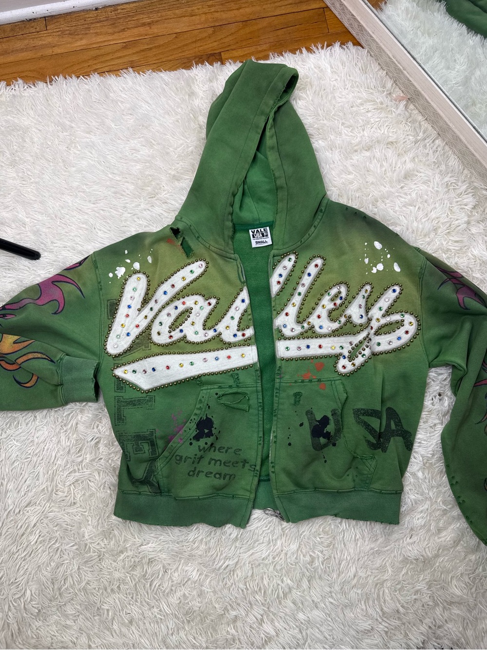 Green Zip-Up Hoodie Jacket